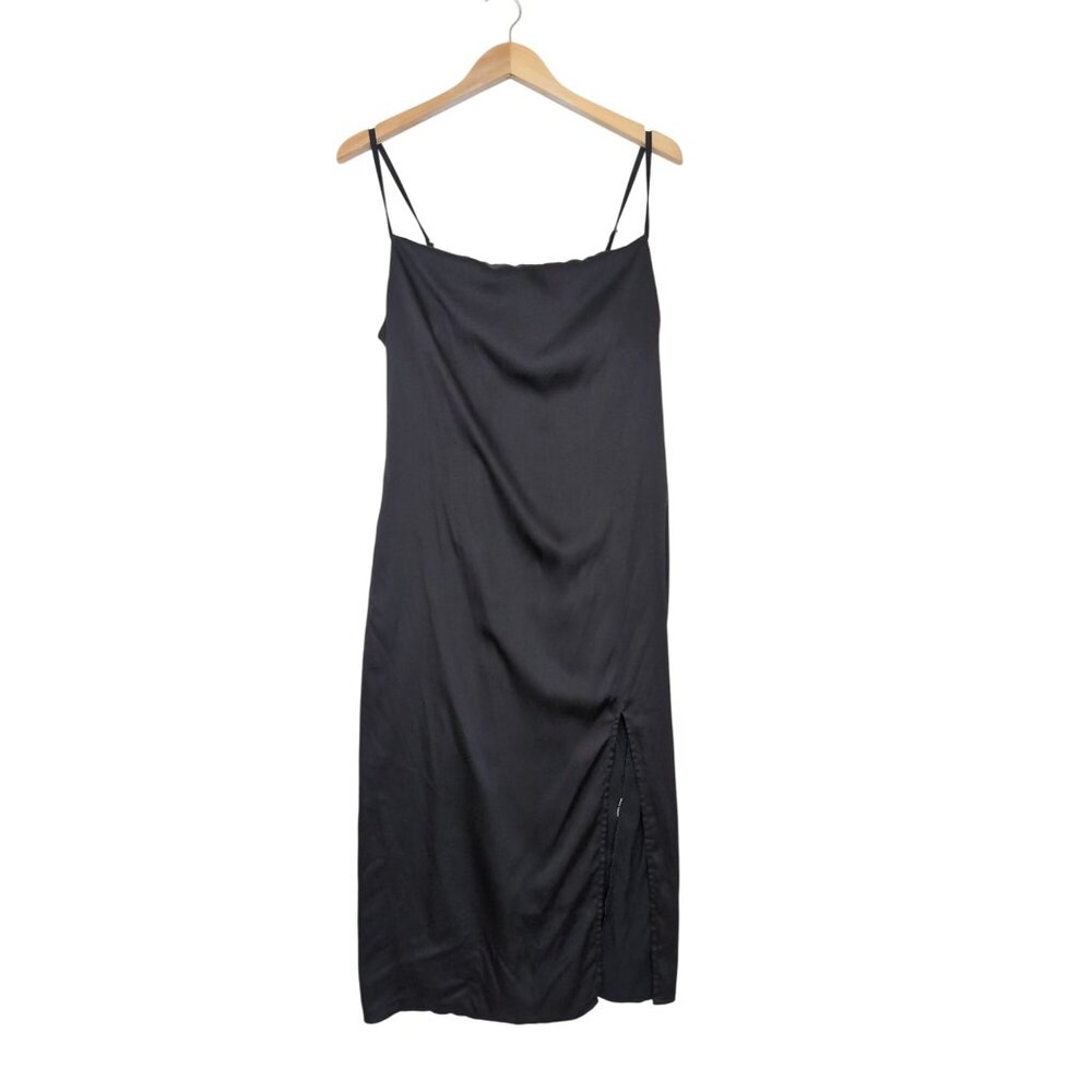 Fovever 21 Midi Slip Dress Womens S Black Satin Party Grunge Witchy Y2K